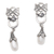 Cultured pearl dangle earrings, 'Tiger's Treasure' - Cultured Pearl Dangle Earring with Tiger Motif thumbail