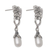 Cultured pearl dangle earrings, 'Tiger's Treasure' - Cultured Pearl Dangle Earring with Tiger Motif (image 2c) thumbail