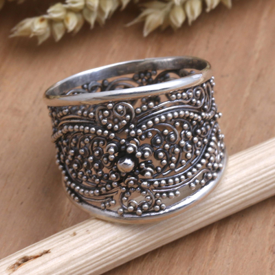 Sterling silver band ring, Elegant Affection