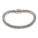 Men's sterling silver chain bracelet, 'Take My Breath Away' - Men's Balinese-Inspired Sterling Silver Naga Chain Bracelet