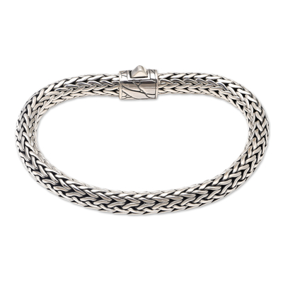 Men's sterling silver chain bracelet, 'Take My Breath Away' - Men's Sterling Silver Chain Bracelet from Bali