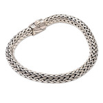 Men's sterling silver chain bracelet, 'Take My Breath Away' - Men's Balinese-Inspired Sterling Silver Naga Chain Bracelet