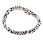 Men's sterling silver chain bracelet, 'Take My Breath Away' - Men's Balinese-Inspired Sterling Silver Naga Chain Bracelet