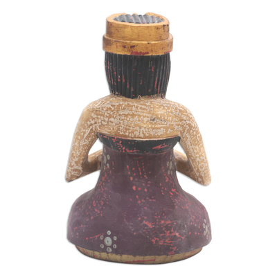 Wood statuette, 'Morning Healing' - Albesia Wood Statuette with Music Motif