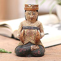 Hand Carved Albesia Wood Statuette,'Ceng Ceng'