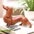 Wood statuette, 'Dachshund Puppy' - Handmade Suar Wood Dachshund Statuette (image 2) thumbail