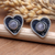 Rainbow moonstone stud earrings, 'Loving Rainbow' - Rainbow Moonstone Stud Earrings with Heart Motif (image 2) thumbail