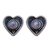 Rainbow moonstone stud earrings, 'Loving Rainbow' - Rainbow Moonstone Stud Earrings with Heart Motif thumbail