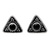 Onyx button earrings, 'Dark Triangle' - Triangular Onyx Button Earring from Bali thumbail
