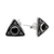 Onyx button earrings, 'Dark Triangle' - Triangular Onyx Button Earring from Bali (image 2b) thumbail
