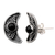 Onyx button earrings, 'Crescent Night' - Onyx Button Earrings with Crescent Moon Motif