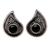 Onyx button earrings, 'Dark Teardrop' - Handmade Onyx and Sterling Silver Button Earrings
