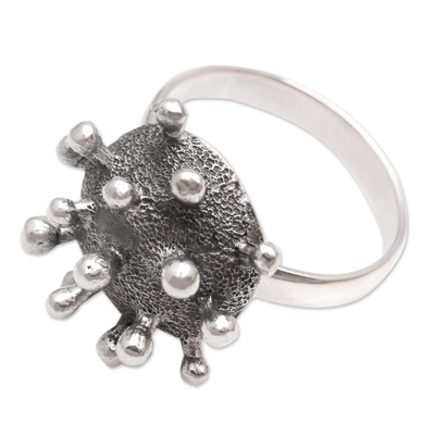 Men's sterling silver cocktail ring, 'Invisible Danger' - Men's Sterling Silver Cocktail Ring