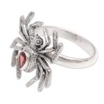 Men's garnet cocktail ring, 'Stretch Your Legs' - Men's Garnet Cocktail Ring with Spider Motif
