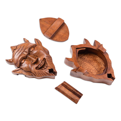Caja de rompecabezas de madera decorativa - Caja decorativa de madera de suar de Bali