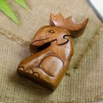 Decorative wood puzzle box, 'Lead the Charge' - Decorative Wood Puzzle Box with Moose Motif