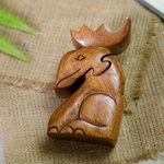 Decorative wood puzzle box, 'Lead the Charge' - Decorative Wood Puzzle Box with Moose Motif