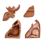 Decorative wood puzzle box, 'Lead the Charge' - Decorative Wood Puzzle Box with Moose Motif
