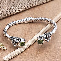Peridot cuff bracelet, 'Butterfly Nest in Green'