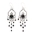 Onyx pendant earrings, 'Celestial Chandelier' - Onyx and Sterling Silver Dangle Earrings from Bali