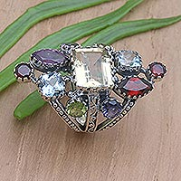Featured review for Multi-gemstone cocktail ring, All-Night Party