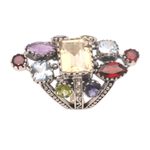 Multi-gemstone cocktail ring, 'All-Night Party' - Citrine and Amethyst Cocktail Ring from Bali