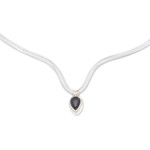 Onyx pendant necklace, 'Uptown Girl' - Handmade Onyx and Sterling Silver Pendant Necklace