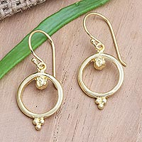 Handmade Gold-Plated Dangle Earrings from Bali,'Symphony of Life'