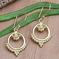 Gold-plated dangle earrings, 'Fantasia Treasure' - Handcrafted Gold-Plated Dangle Earrings