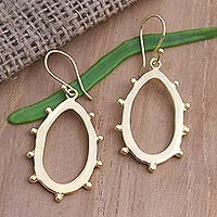 Hand Crafted Gold-Plated Dangle Earrings,'Trusted Friend'