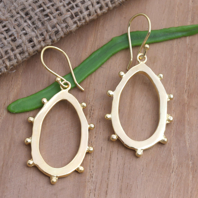 Gold-plated dangle earrings, 'Trusted Friend' - Hand Crafted Gold-Plated Dangle Earrings