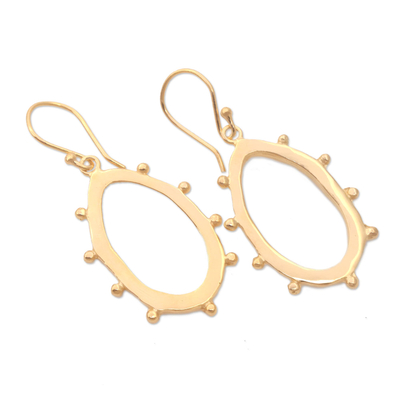 Gold-plated dangle earrings, 'Trusted Friend' - Hand Crafted Gold-Plated Dangle Earrings