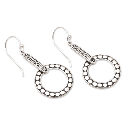 Sterling silver dangle earrings, 'Eternal World' - Handcrafted Sterling Silver Dangle Earrings