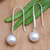 Cultured pearl dangle earrings, 'Embrace Yourself' - Cultured Mabe Pearl and Sterling Silver Dangle Earrings (image 2) thumbail