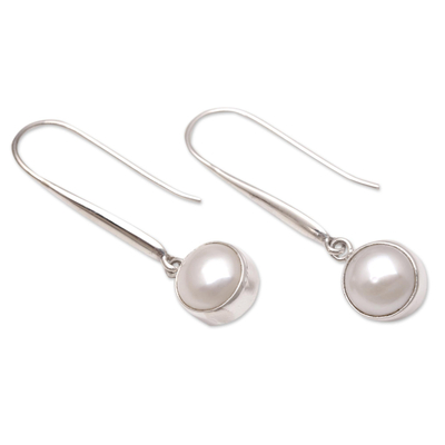 Ohrhänger aus Zuchtperlen - Ohrhänger aus kultivierten Mabe-Perlen und Sterlingsilber