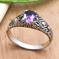 Featured review for Gold-accented amethyst single stone ring, Curious Invention