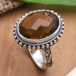 Smoky topaz cocktail ring, 'Awaken the Dreamers' - Smoky Topaz and Sterling Silver Cocktail Ring