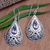 Amethyst dangle earrings, 'Mixed Feelings' - Amethyst and Sterling Silver Dangle Earrings from Bali (image 2) thumbail