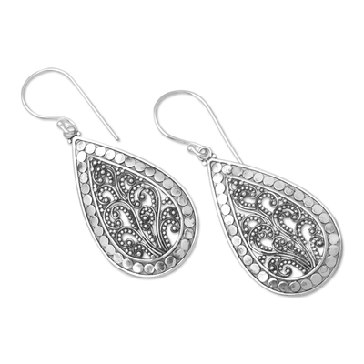Sterling silver dangle earrings, 'Seraphim of Love' - Hand Made Sterling Silver Dangle Earrings