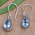 Blue topaz dangle earrings, 'Icy Sparkle' - Hand Made Blue Topaz Dangle Earrings (image 2) thumbail