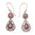 Garnet dangle earrings, 'Palace Walls in Red' - Handmade Balinese Garnet Dangle Earrings thumbail