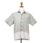 Men's embroidered cotton shirt, 'Fresh Start' - Men's Embroidered Short-Sleeve Cotton Shirt
