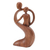 Wood statuette, 'Father's Protection' - Artisan Crafted Suar Wood Statuette
