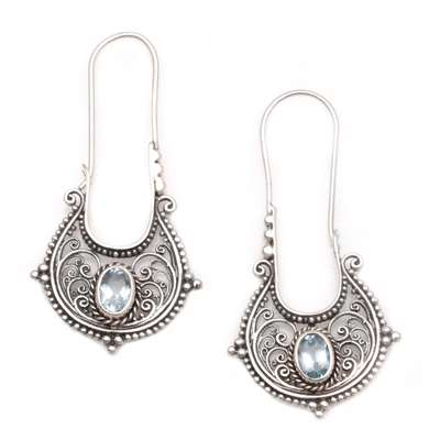 Blue Topaz and Sterling Silver Drop Earrings