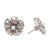 Cultured pearl button earrings, 'Finest Flower' - Cultured Pearl Button Earrings with Floral Motif