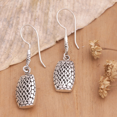 Sterling silver dangle earrings, 'Happy Accident' - Handcrafted Sterling Silver Dangle Earrings