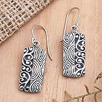 Sterling silver dangle earrings, 'Two Possibilities' - Hand Crafted Sterling Silver Dangle Earrings