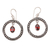 Garnet dangle earrings, 'Around the Sun' - Handmade Garnet and Sterling Silver Dangle Earrings thumbail