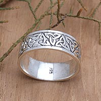 Men's sterling silver band ring, 'Celtic Knot'