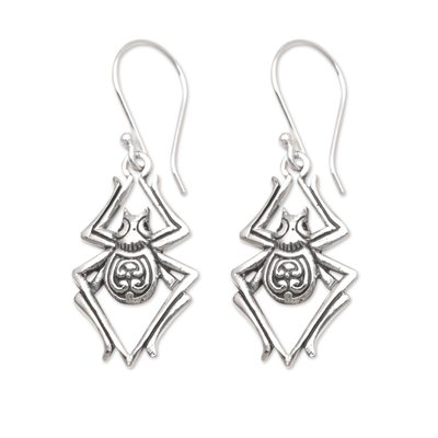Sterling silver dangle earrings, 'Itsy Bitsy' - Sterling Silver Dangle Earrings with Spider Motif
